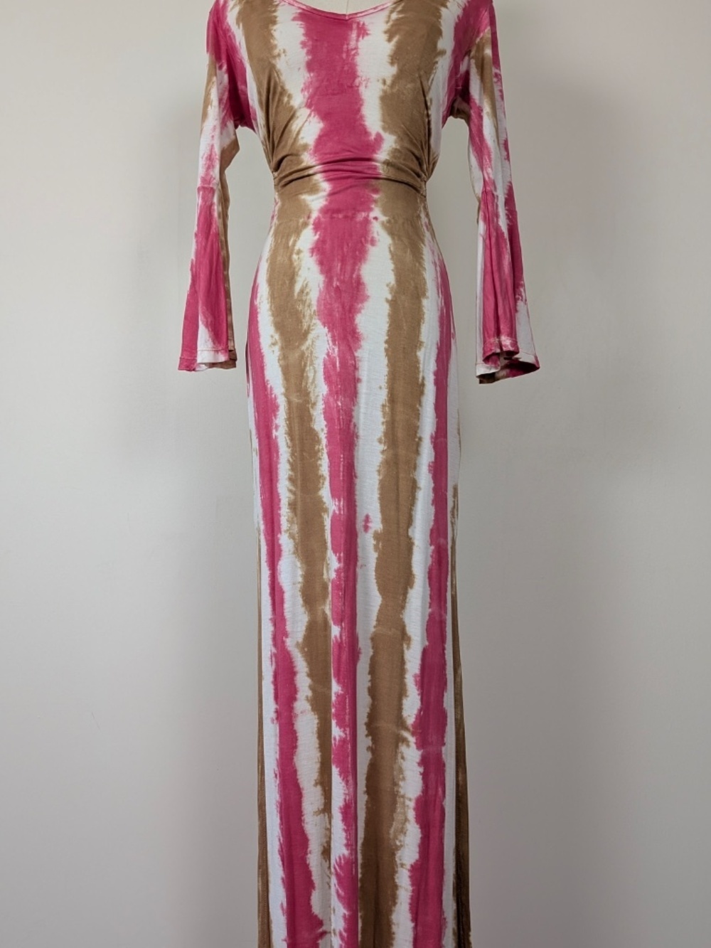 Tie Die Maxi Dress Open Back Size Small Long Sleeve Resort - Picture 11 of 16